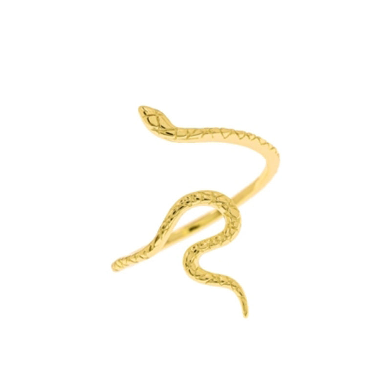 Pandas Jewelry Simple Snake Pattern Gold Plated Sterling Silver Open Ring - PANDASJEWELRY